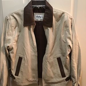 Brown and Beige Leather Jacket